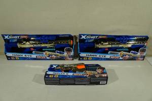 3 Zuru X-Shot Dart Blasters - 2 Hawk-Eye, Reflex 6