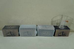 4 Lucky Shot Etched Beer Pint Glasses with 50 Caliber Bullet