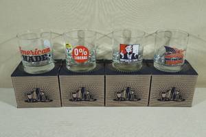 4 Novelty Whiskey Glasses -All RepublicanConservativeRight Wing Theme