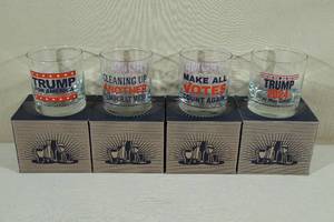4 Novelty Whiskey Glasses -All RepublicanConservativeRight Wing Theme