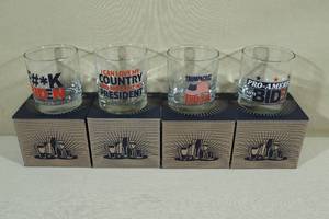 4 Novelty Whiskey Glasses -All RepublicanConservativeRight Wing Theme