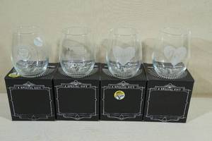 4 Novelty Etched Wine Glasses -All DemocratLiberalLeft Wing Theme