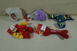 Assorted Dog Toys - Bone, Lobster, Sheep, Warthog