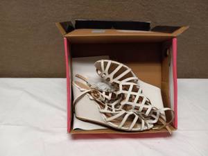 lot 40 image: SIZE WHITE CORK WEDGED HEELS
