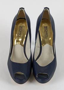Michael Kors Navy Snakeskin Print Leather Heels