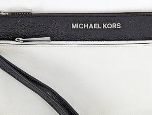 Michael Kors Black and White Leather Wristlet