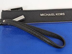Michael Kors Black and Blue Leather Wristlet
