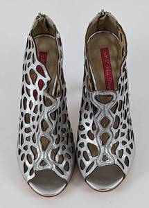 MS Shoe Design Silver Cutout Heels