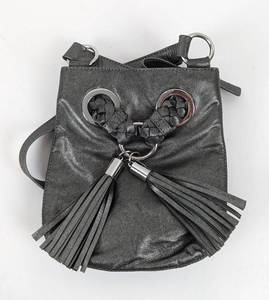 Petite Michael Kors Gunmetal Leather Crossbody Purse