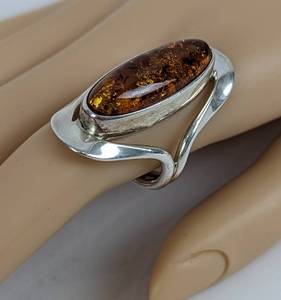 Sterling Silver and Amber Ring