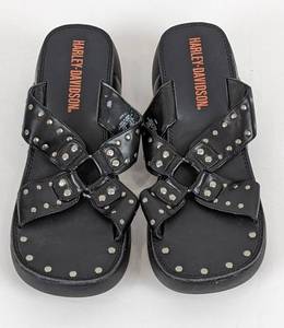 Womens Harley Davidson Black Wedge Sandals