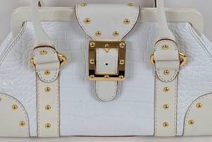 Michael Kors White Alligator Print Leather Handbag