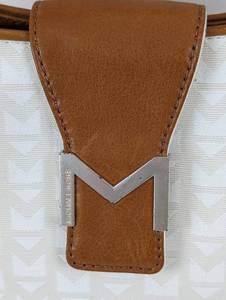 Michael Kors Monogram Cream and Tan Leather Handbag