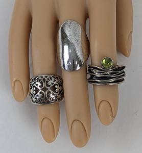 Three Womens Sterling Silver Rings