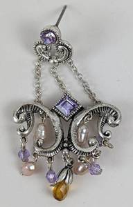 Pretty Silver Tone Chandelier Earrings