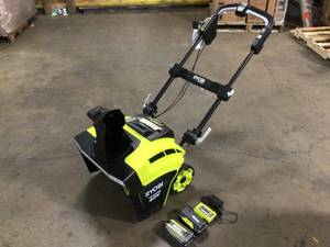 lot 17 image: RYOBI 40V HP Brushless 21 in. Cordless Single Stage Snow Thrower, Customer return, Review all pictures