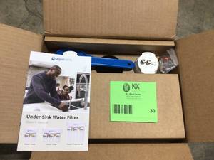 Aquasana 2-Stage Under Counter Water Filtration System with Brushed Nickel Finish Faucet not used see pictures