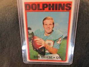 lot 41 image: 41. 1972 Topps Bob Griese Card...