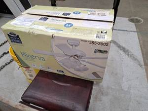 lot 351 image: Turn of the Century Minerva 44 Tri-Mount Ceiling Fan with Light (new in box)