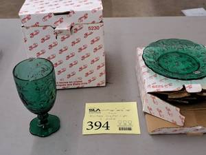 lot 394 image: Lot of (4) Fantasia Crystal Cup and Plate Set