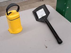 lot 424 image: Lot of (2) Camp Equipment - Folding Camp Shovel, Eveready Flash Light