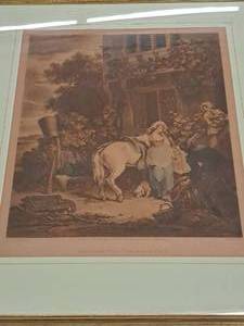 lot 475 image: Repairing To Market Vintage Print , FramedSingle MatteGlass