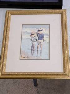 lot 491 image: Kids On The Beach Edward Von Goethem Signed Print , FramedSingle Matte