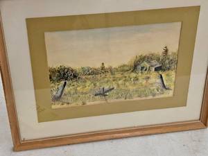 lot 494 image: Old Farmstead Signed Print , FramedDouble Matte