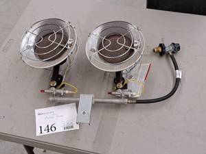 lot 146 image: Dual Head Propane Heater with Hose