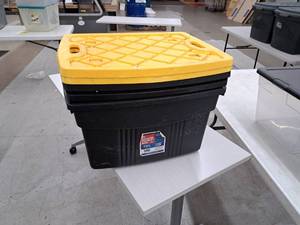 lot 519 image: Lot of (3) IncredibleSolutions Tough Box 21-Gallon  300-lbs Plastic Storage Bin with Lid