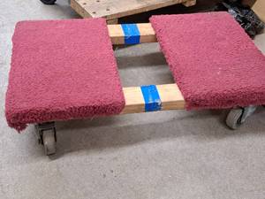 lot 527 image: 32 Carpet Padded Wood Moving Dolly