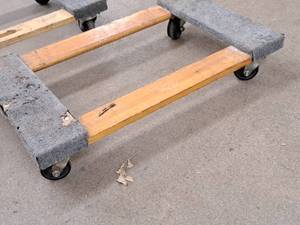 lot 538 image: 30 Carpet Padded Wood Moving Dolly