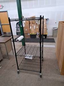 lot 201 image: Wire Rack Rolling Shelving Unit 4-tier