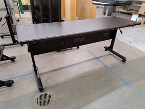 lot 205 image: 71 Rolling Flip-Top Computer Table