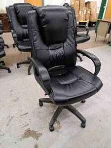 lot 221 image: Leather Rolling Executive Office Arm Chair