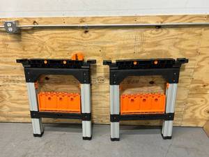 lot 74 image: PONY 2-Pack 27-in W x 34.6-in H Steel Plastic Saw Horse (1200-lb Capacity)