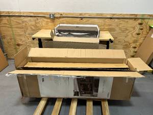 lot 79 image: ALLEN  ROTH 62-in W Weathered Gray TV Stand