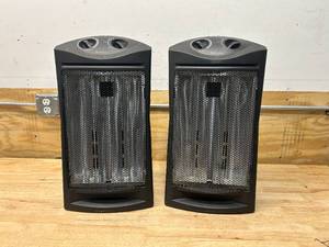 lot 124 image: COMFORT ZONE Lot of 2- 1500-Watt Infrared Quartz Flat Panel Indoor Electric Space Heaters with Thermostat