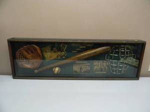 LARGE HISTORY OF BASEBALL SHADOW BOX DISPLAY - NICE - GREAT PIECE - APPROX 42Long 14High 4Deep - SEE PICTURES