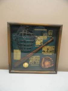 SMALL HISTORY OF BASEBALL SHADOW BOX DISPLAY - NICE - GREAT PIECE - APPROX 16Long 16High 3Deep - SEE PICTURES