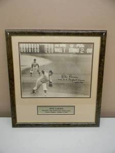 Don Larsen BASEBALLS ONLY WORLD SERIES PERFECT GAME - OCT. 8th 1956 - SIGNED, NUMBERED & FRAMED WITH COA #1697 of 1956 - FANTASTIC PIECE - APPROX 18 By 19 - SEE PICTURES