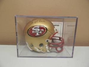 Jerry Rice HALL OF FAME SIGNED SAN FRANCISCO 49ers MINI HELMET - WITH COA -NICE - IN DISPLAY BOX - FANTASTIC PIECE - SEE PICTURES