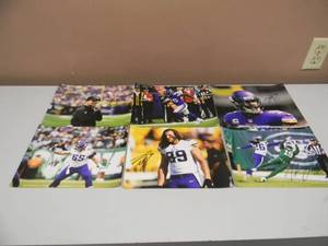 6 SIGNED MINNESOTA VIKINGS 8 By 10 PHOTOS - Mike Zimmer, Latavius Murray, Anthony Barr, Trae Waynes, David Morgam & Pat Elflein - WITH COAS - NICE - SEE PICTURES