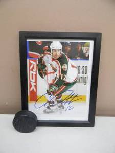 MINNESOTA WILD Brian Rolston Autographed  Signed 8x10 Framed Photo & Wes Walz  Autographed  Signed Puck wCOA - GREAT SET - SEE PICTURES