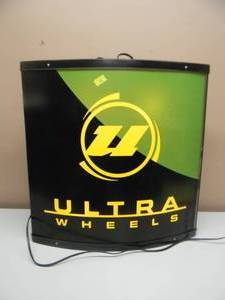 RARE - VINTAGE ULTRA WHEELS DOUBLE SIDED Inline Roller Blade Skates LIGHTED SIGN - NICE - WORKS - GREAT PIECE - APPROX 24 By 24 - SEE PICTURES