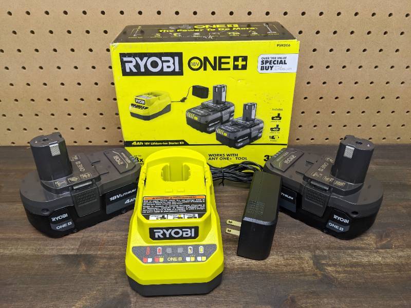 lot 104 image: RYOBI ONE 4Ah 18V Lithium-Ion Starter Kit