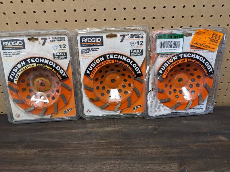 lot 137 image: (3) RIDGID 7 in. 12-Segment Turbo Cup Grinding Wheels