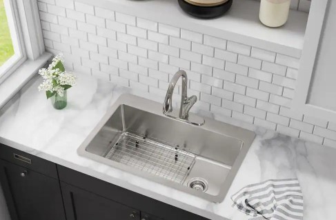 lot 101 image: Elkay Avenue Drop-inUndermount Stainless Steel 33 in. Single Bowl Kitchen Sink with Bottom Grid
