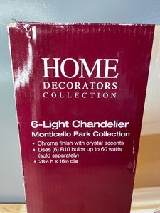 lot 27A image: Brand New Home Decorators Collection Monticello Park 6-Light Chrome Crystal Chandelier 