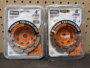 lot 134 image: (2) RIDGID 4 in. Double Row Diamond Cup Wheels
